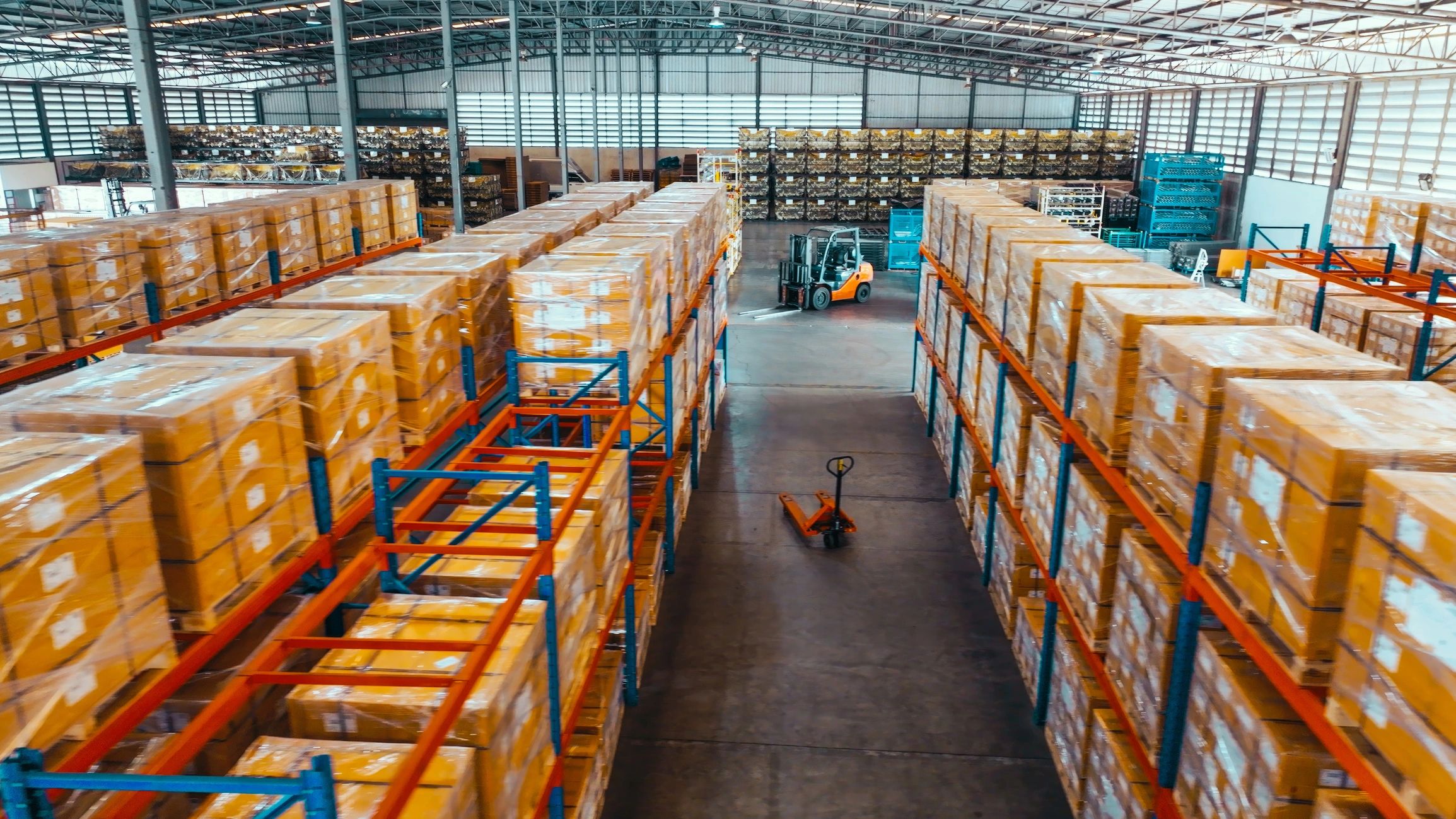 Warehouse shelves and logistics storage