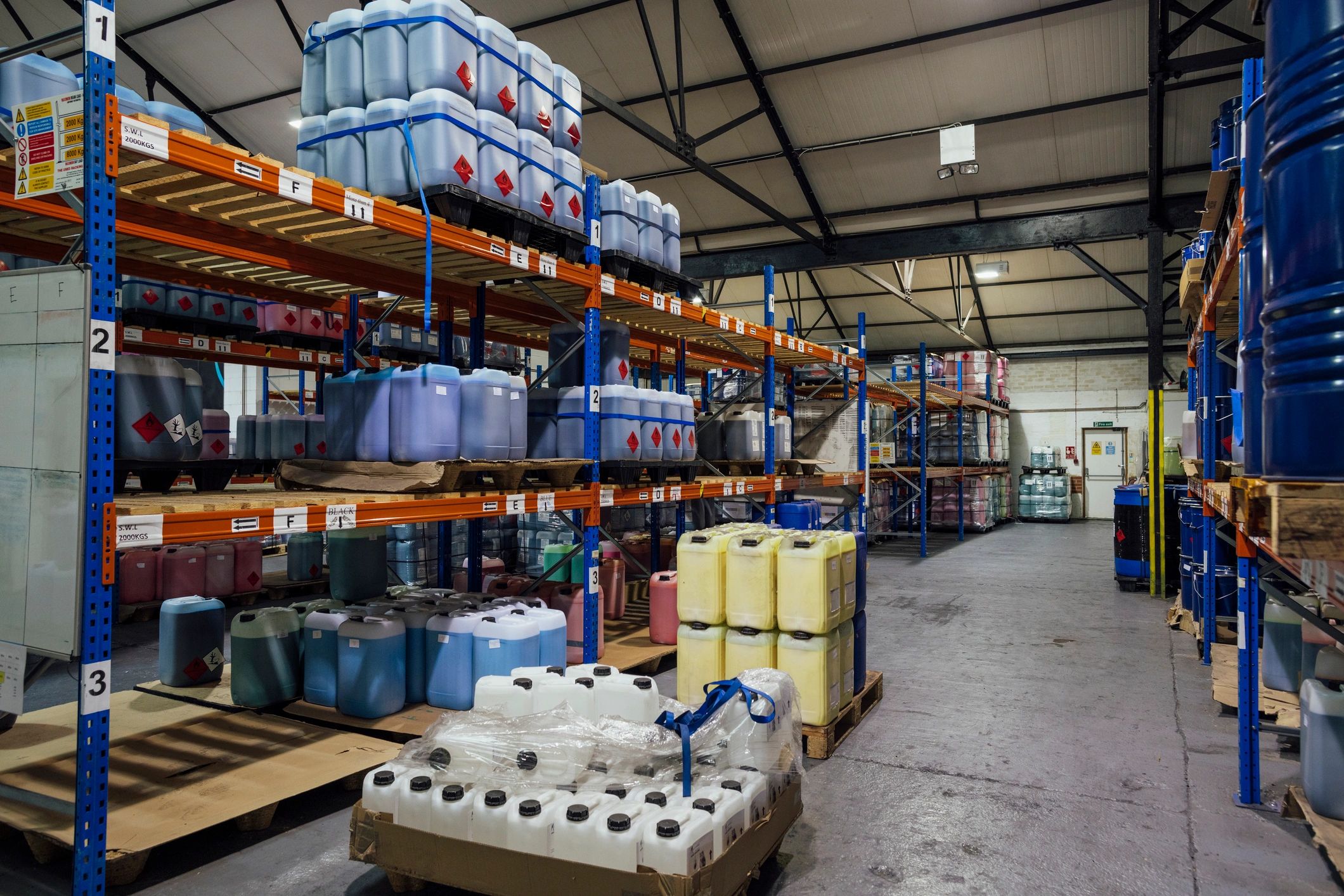 Warehouse inventory representing bulk textile materials