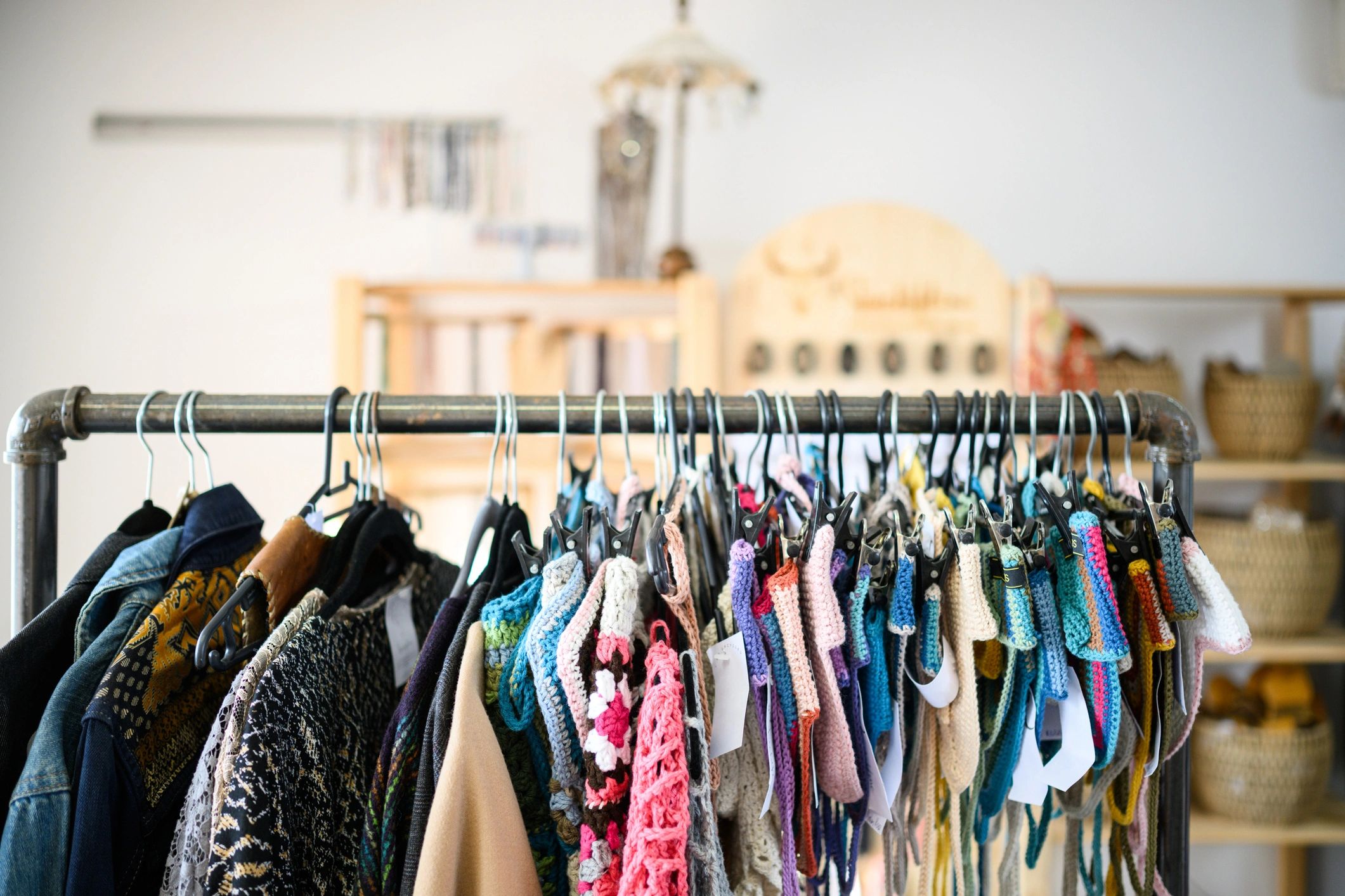 Colorful apparel display representing textiles and fashion sourcing