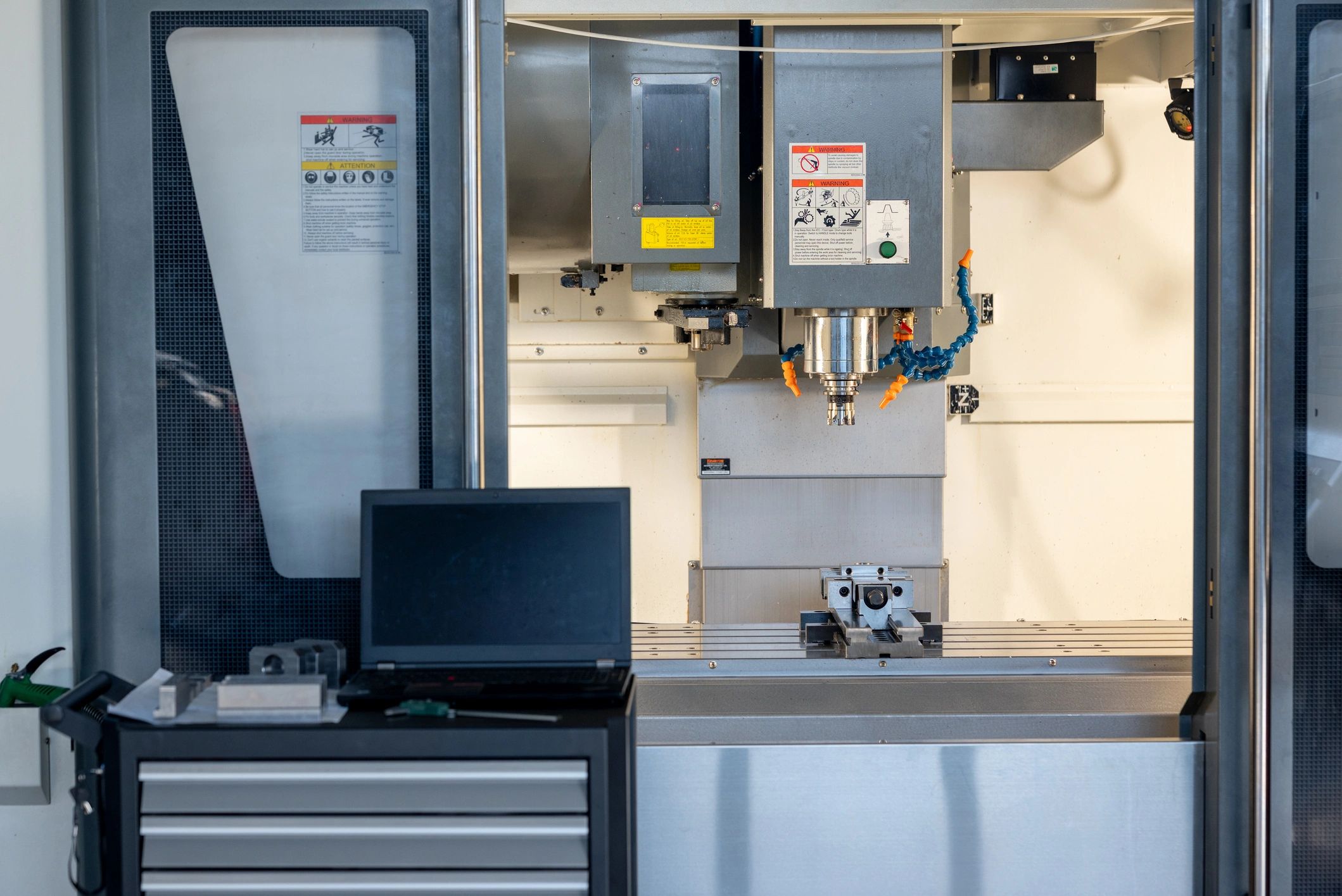 Industrial CNC milling machine interior
