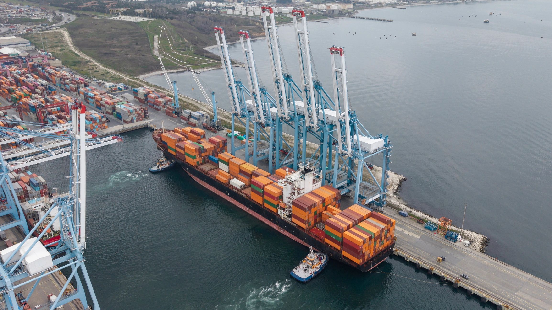 Container ship at port representing African trade logistics