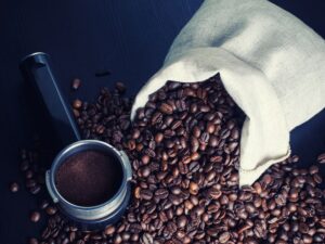 Coffee beans and holder