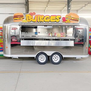High-end Fiberglass Food Truck Fully Equipped Restaurant Prefab Food Bus Pop up Coffee Shop Mobile Container Bar Candy Chips