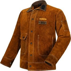 ARCCAPTAIN Leather Welding Jacket Heavy Duty with Flame Resistant Heat Protection Split Cowhide Leather XL Size