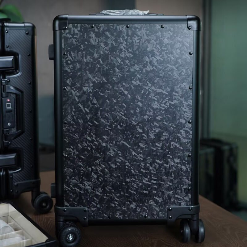 High-end Forged Black Carbon Fiber Travel Bag 174 Rivets Combination TSA Lock TPE Silent Wheels Support 1pc Sample