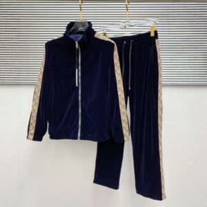 High-quality fashionable casual velvet vintage black Bur berry check design windproof and warm autumn two-piece set for men