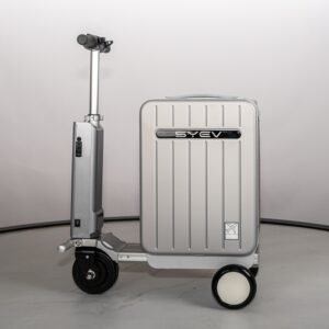 Luxury Rideable Luggage Silver Aluminum Alloy ABS Hard Shell Suitcase 21L with Pull Rod for Airport and Business Trips
