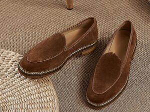 Men's Breathable Loafers Soft Leather Slip-On Thick Sole Casual Shoes Lightweight Slip-On Sneakers with Full-Grain Cowhide