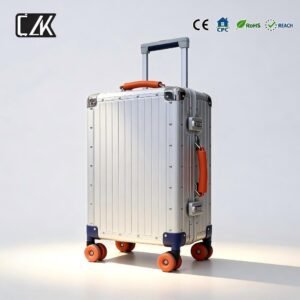 OEM/ODM Service Available Custom Logo Aerospace Aluminum Suitcase with Microfiber Leather Handle Modern Valise Luggage Set