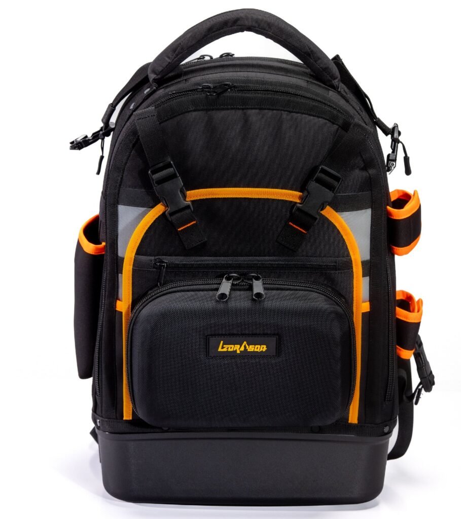 Custom Heavy Duty Tool Backpacks with Plastic Hard Bottom Case Tools Storage Electrician Carpenter Tool Bag