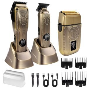 Retro Electric Man Rechargeable Hair Trimmer Metal Handle 6000-7000 RPM 2000mAh Battery Safety Feature for Carving Hair Cutting