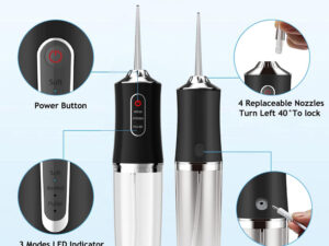 3 Modes 4 Jets Rechargeable Manual Dental Water Flosser Cordless Portable Household Water Teeth Cleaner for Travel Home Braces