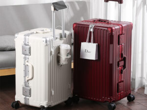 Custom High Quality Fashion Wide Trolley Handle Spinner Luggage Tsa Lock Men Large Capacity Carry-Ons Whiter Suitcase Luggage