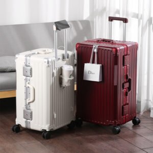 Custom High Quality Fashion Wide Trolley Handle Spinner Luggage Tsa Lock Men Large Capacity Carry-Ons Whiter Suitcase Luggage