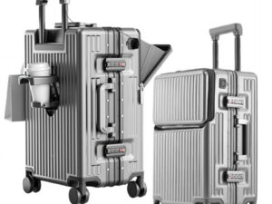 Durable Stylish USB Cup Holder Front Opening Cabin Suitcases Unisex Brake Wheel Classic Business Spinner Wheels TSA Lock