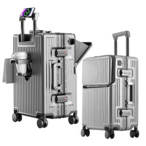 Durable Stylish USB Cup Holder Front Opening Cabin Suitcases Unisex Brake Wheel Classic Business Spinner Wheels TSA Lock