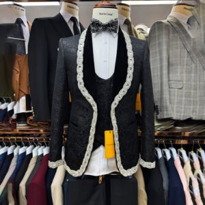 Mens Business Suits 3 Piece Set Slim Fit Jacket Vest Pants Professional Office Attire Italian Stretch Fabric Interview Outfit