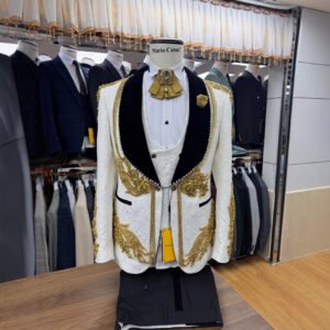 Custom Rhinestone Shiny Wedding White Suit for Men Formal Groom Luxury Prom Suit Custom Wedding Man Suit