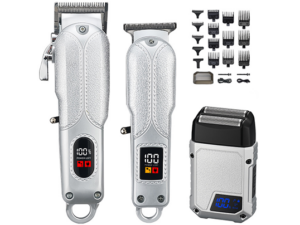 Hair Clippers for Men, Clippers and Trimmers Set, Barber Clippers, Electric Hair Trimmer with Box, Gifts for Men Silver