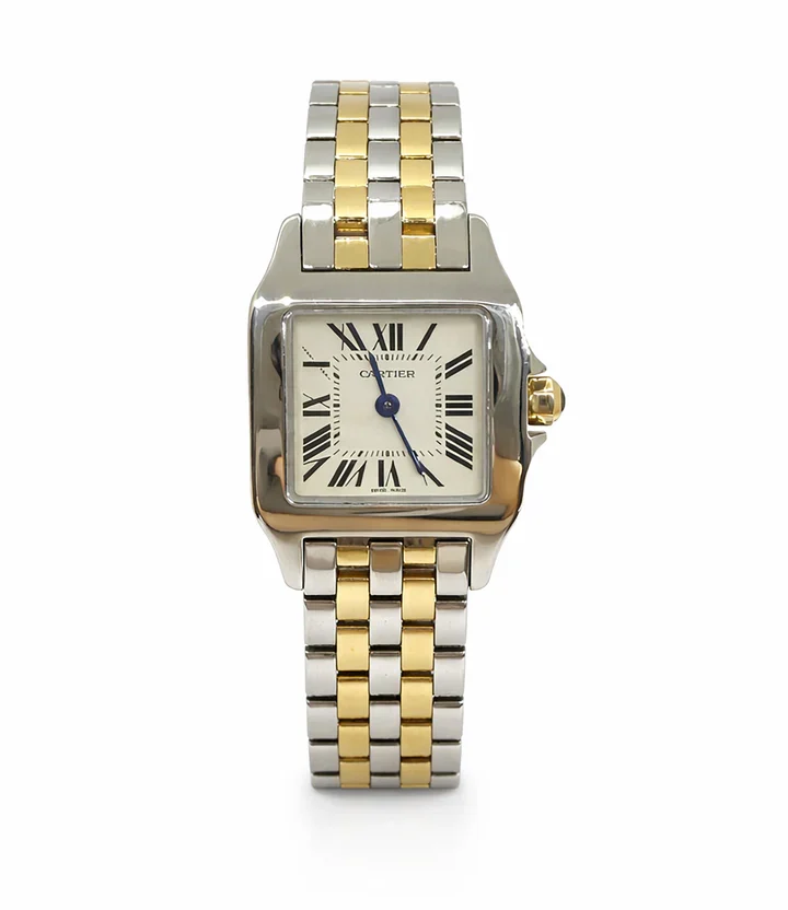 Cartier Santos Demoiselle, Size Small, 18k yellow gold & stainless steel. 2017 model, Ref: W25066Z6