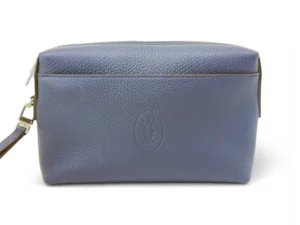 Cartier Must de Cartier Leather Toiletry Pouch / Cosmetic Case – Blue