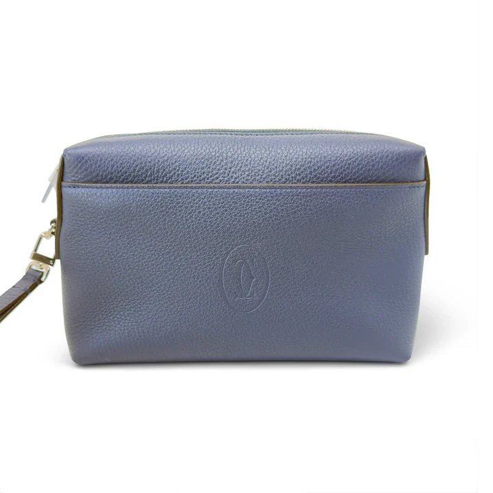 Cartier Must de Cartier Leather Toiletry Pouch / Cosmetic Case – Blue