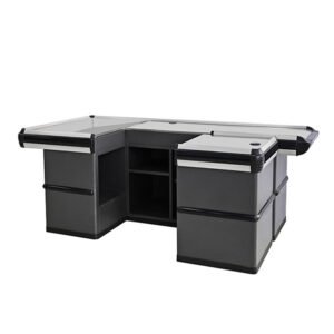 Retail Store Supermarket Cash Checkout Desk Electric Conveyor Belt Checkout Counter Checkout Counter Cashier Desk