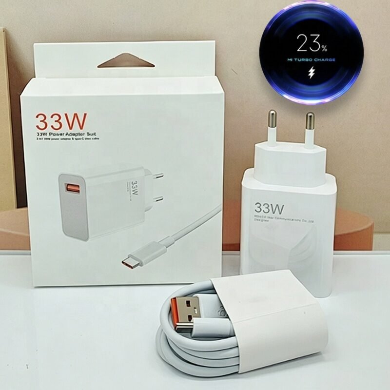 2026 Original Wholesale EU US Plug 33w Super Fast Charger With 6A USB a Type c Cable for Xiaomi Mi Redmi 33w Adapter Charge