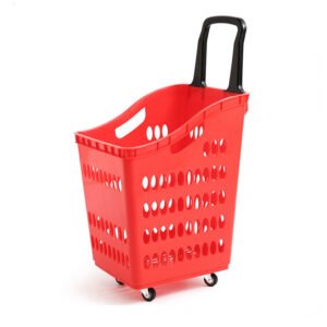 Plastic Basket Supermarket Shopping Trolley With Wheels Market Tote Shopping Basket for Shop in Supermarket