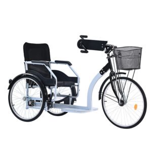 Hand-cranked Tricycle for Wheelchair Users and Elderly-Steel Pipe Frame Mobility Aid
