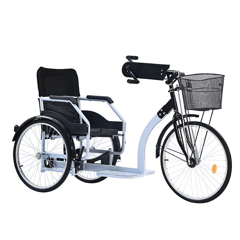 Hand-cranked Tricycle for Wheelchair Users and Elderly-Steel Pipe Frame Mobility Aid