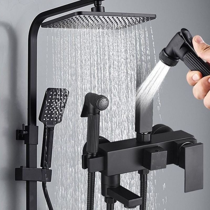 New Arrival Brass 4 Function Bathroom Hot Cold Water Shower Faucet Rainfall High Pressure Matt Black Shower Set