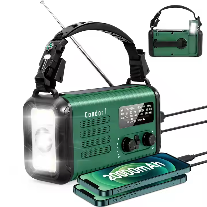 Emergency Solar Crank Radio Waterproof FM/AM/NOAA Weather NoodRadio, Portable Survival Flashlight & SoS