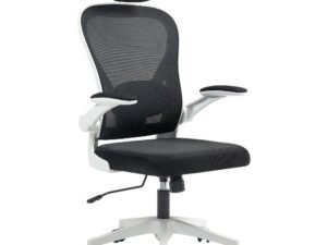 Ergonomic Office Chair Flip-up Armrest Rotatable Headrest Adjustable Lumbar Support-BIFMA Certified Nylon PU Black Desk Chair - Image 1