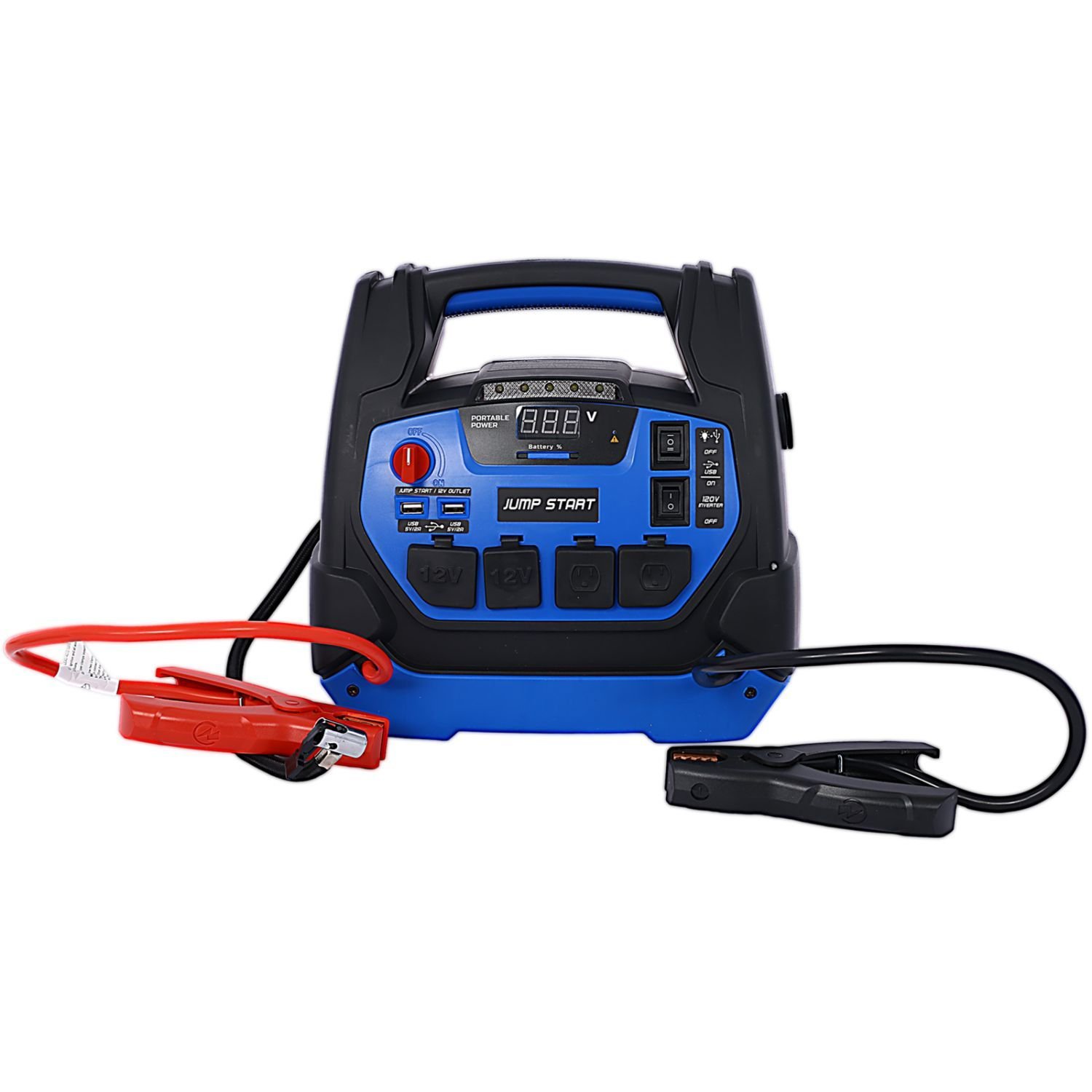 Portable Power Station 1800 Amps Rechargeable Jump Starter for Gas Diesel Vehicles Air Compressor AC 12V DC USB Power Features - Image 2
