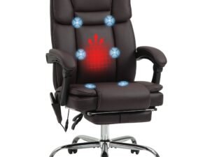 Revolving Ergonomic Office Chair with PU Leather Brown Adjustable Height Handle Control" - Image 1