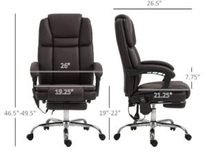 Revolving Ergonomic Office Chair with PU Leather Brown Adjustable Height Handle Control" - Image 2