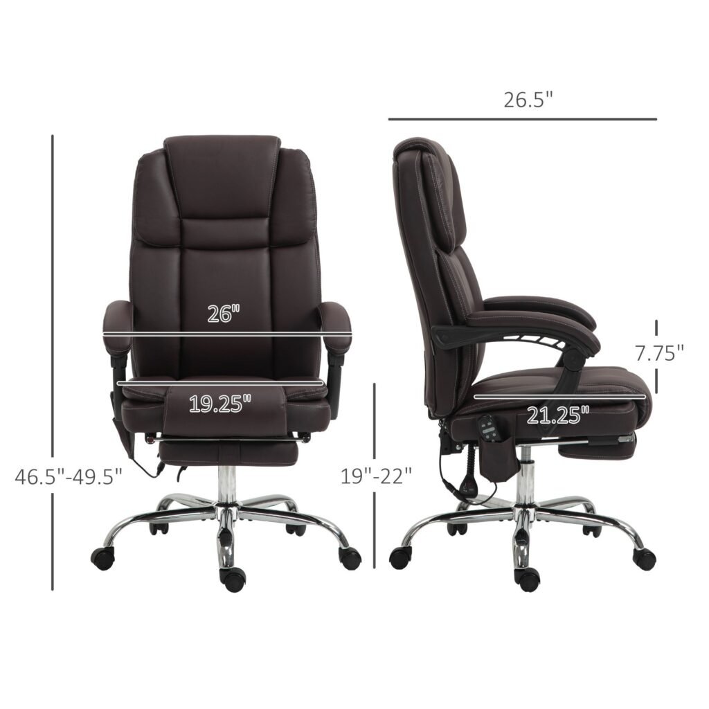 Revolving Ergonomic Office Chair with PU Leather Brown Adjustable Height Handle Control"