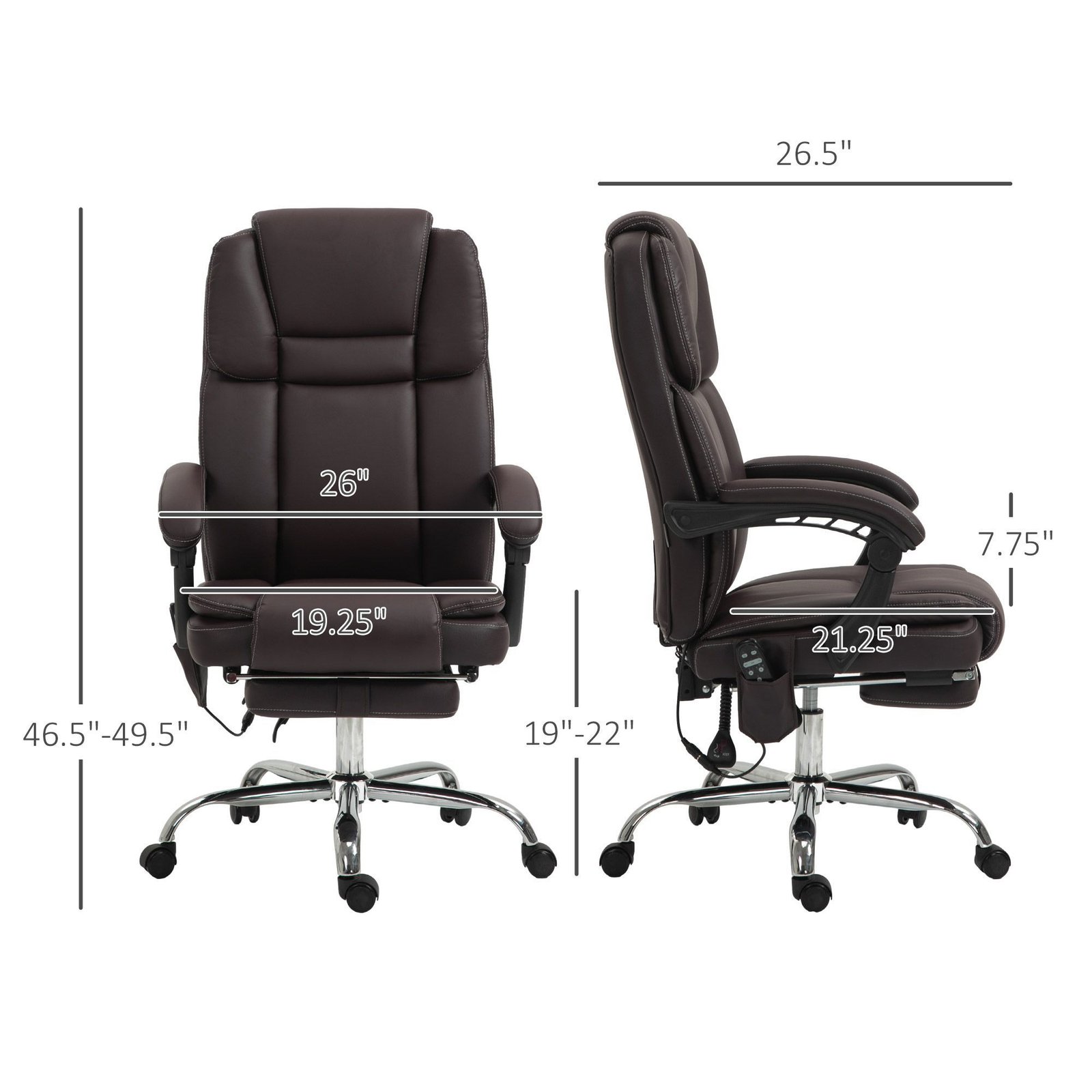 Revolving Ergonomic Office Chair with PU Leather Brown Adjustable Height Handle Control" - Image 2