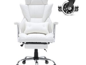 Heavy Duty PU Leather Reclining Office Chair with Footrest Wide Nylon Executive Chair Big Tall Lumbar Features - Image 2