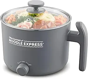 Elite Gourmet 1.25Qt Noodle Express Electric Hot Pot, Stainless Steel