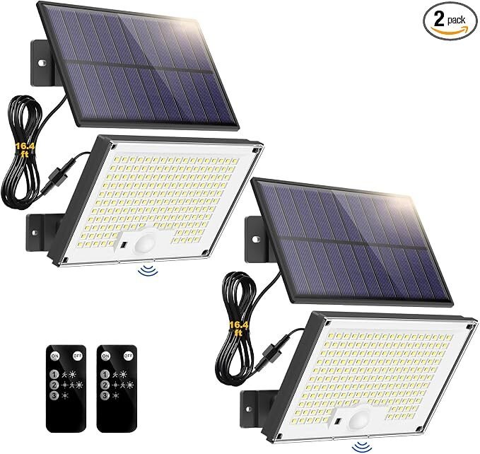 Gusicil Solar Lights Outdoor 2Pack, Motion Sensor Flood Lights for Yard