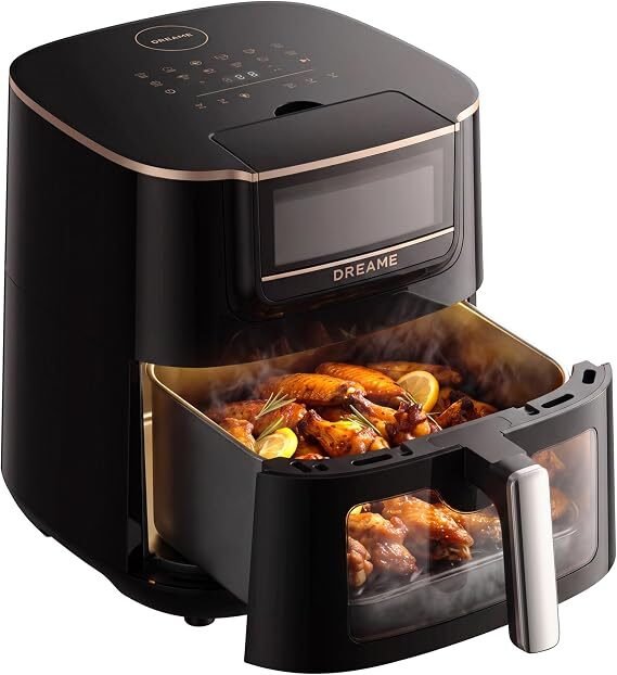 Dreame 7Qt Large Air Fryer, SmartSteam, 6-in-1, No-Flip, Ceramic Coated