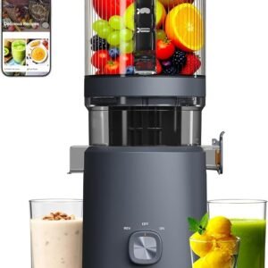 Cold Press Juicer Machine, 6.5" Wide Feed Chute Mesh-Free Easy to Clean Self-Feeding Slow Masticating Juicer for Whole Fruits & Vegetables, 3-in-1 Juice, Sorbet & Nut Milk, 100oz Capacity,
